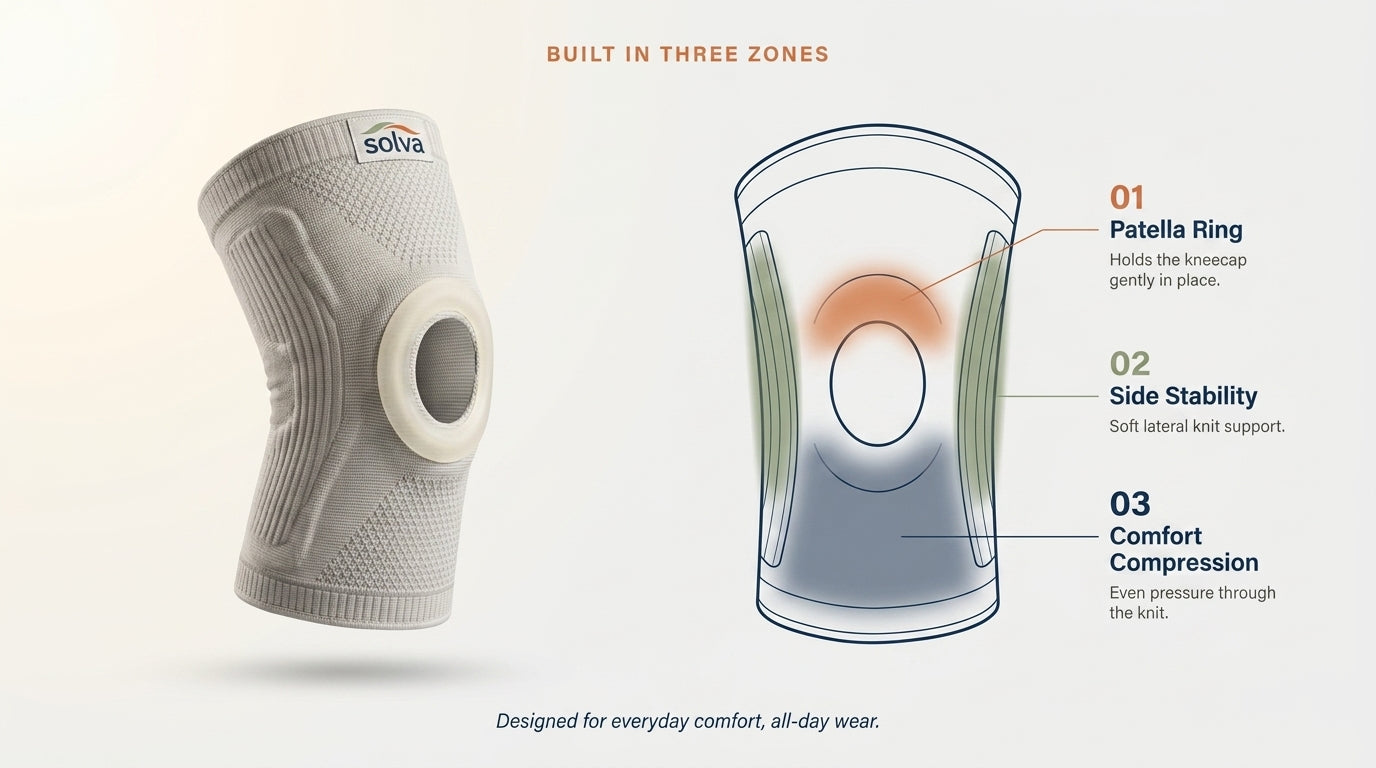 solva 3-Zone Knee Support with labelled diagram